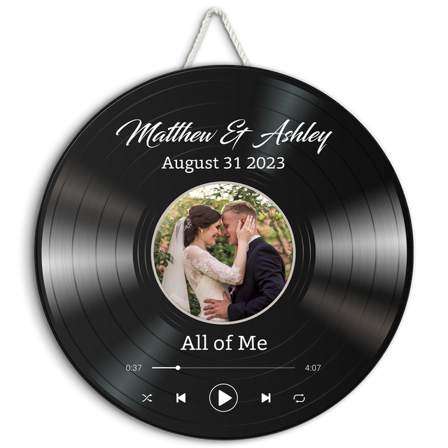 Custom Photo, Customizable Song Name And Text Round Wood Sign
