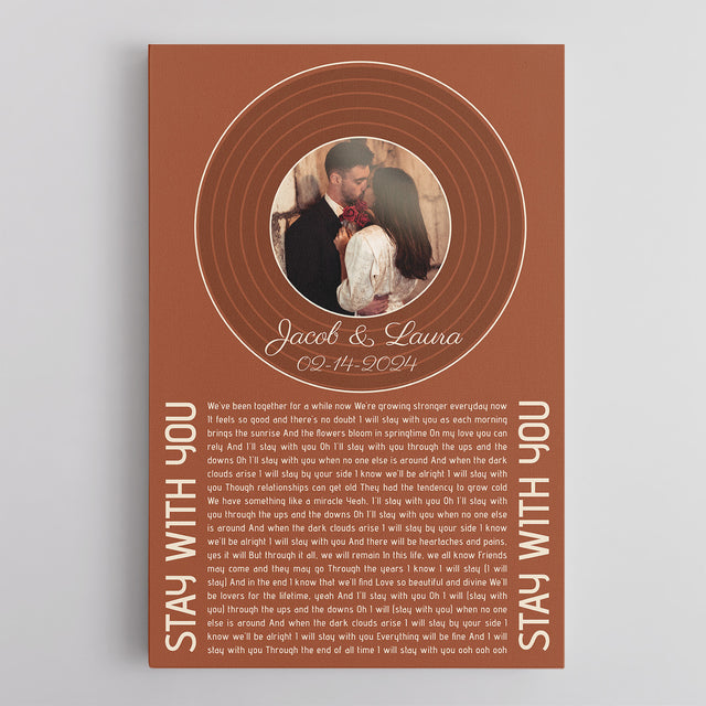 Orange Rusty Vinyl Record Canvas, Song Lyrics On Canvas Wall Art