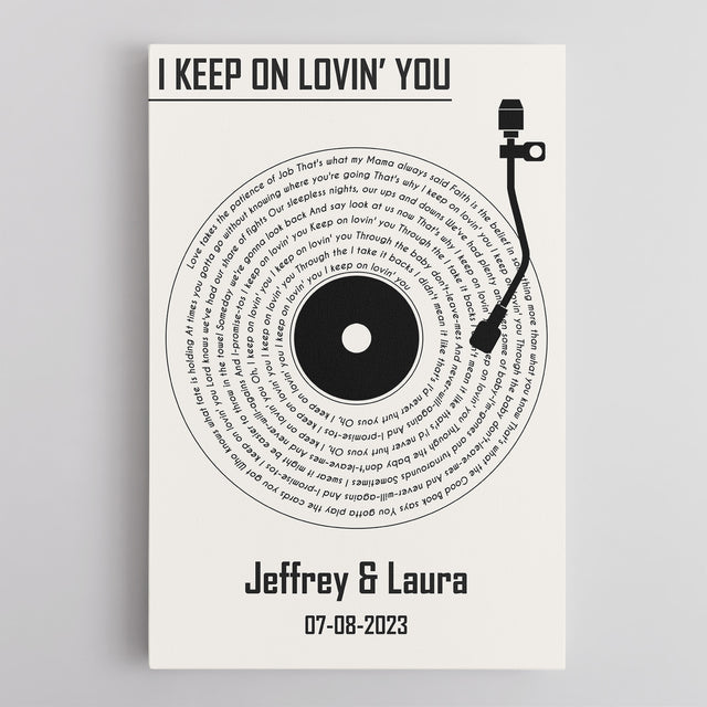 Custom Song Lyrics Vinyl Record White Canvas Print