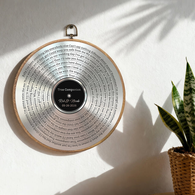 Personalized Song Lyrics Vinyl Record - Framed Round Wall Art - KARL04