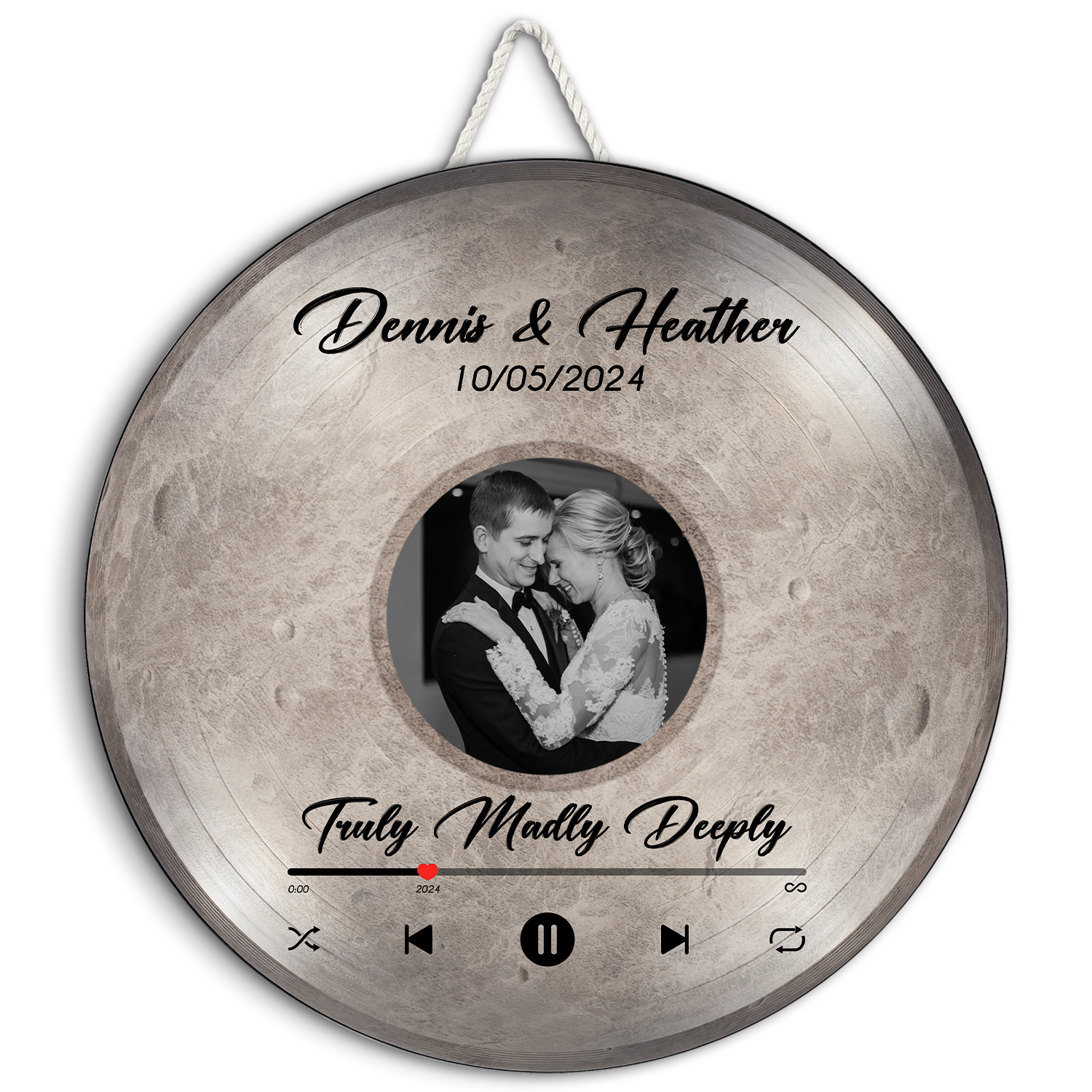 Custom Favorite Song Photo Round Wood Sign Mercury Planet Background