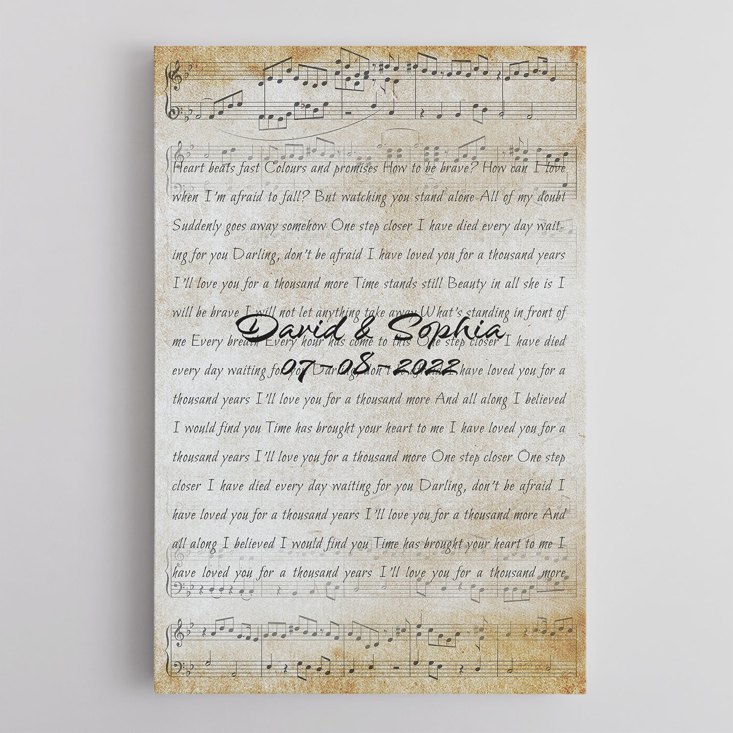 Custom Song Lyrics, Customizable Name And Date Canvas Wall Art