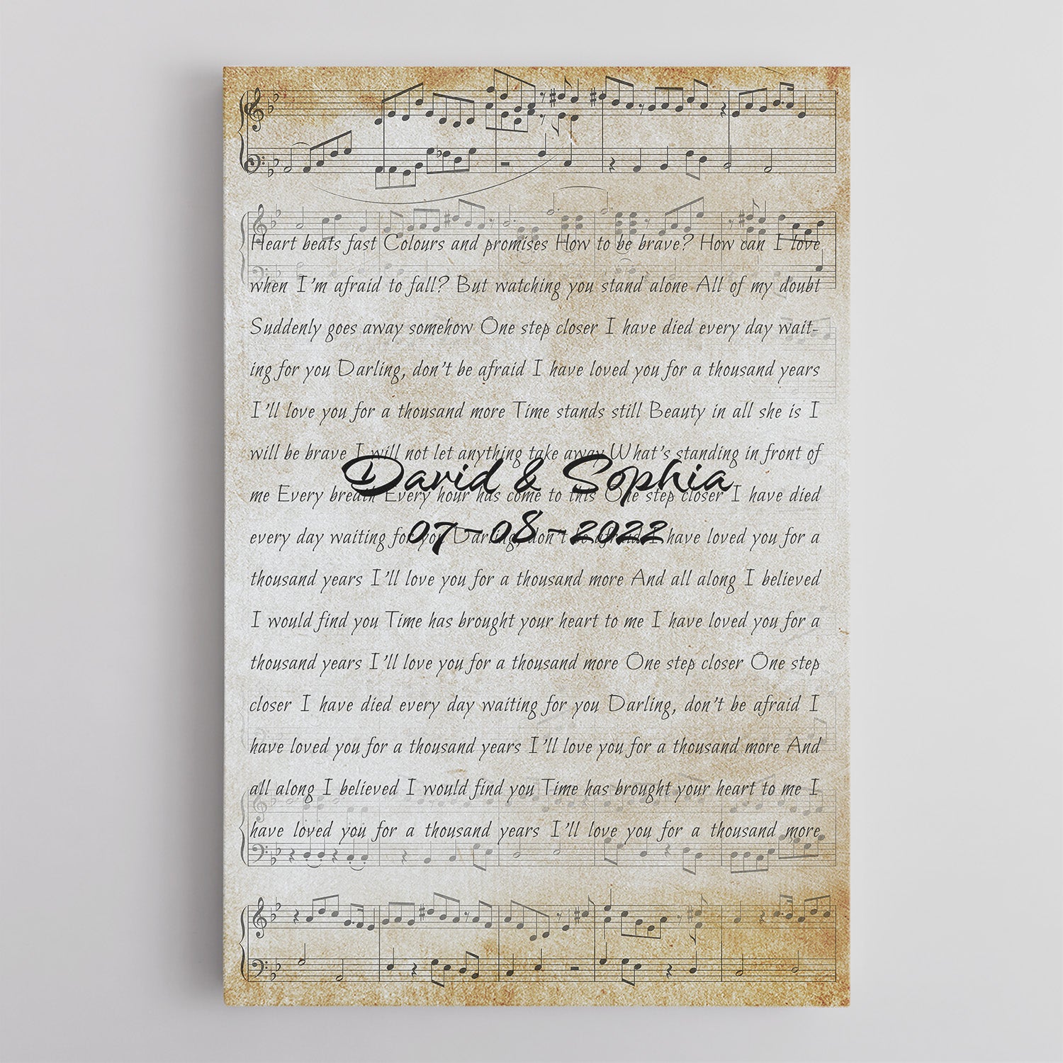 Custom Song Lyrics, Customizable Name And Date Canvas Wall Art