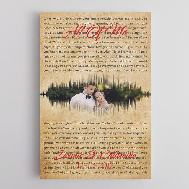 Custom Song Lyrics, Upload Photo, Canvas Wall Art