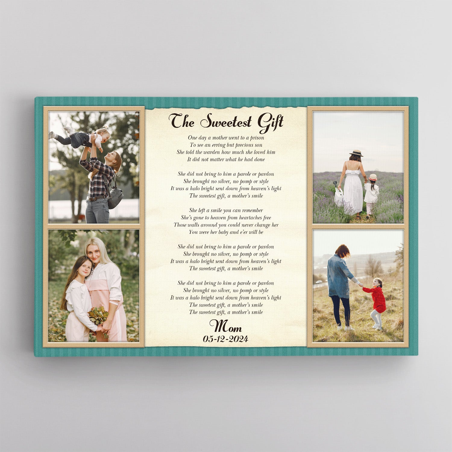 Mom Photo Song Lyrics Canvas Print Custom 4 Pictures
