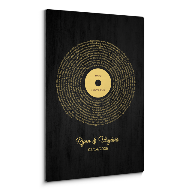 Personalized Gold Vinyl Song Lyrics Metal Print