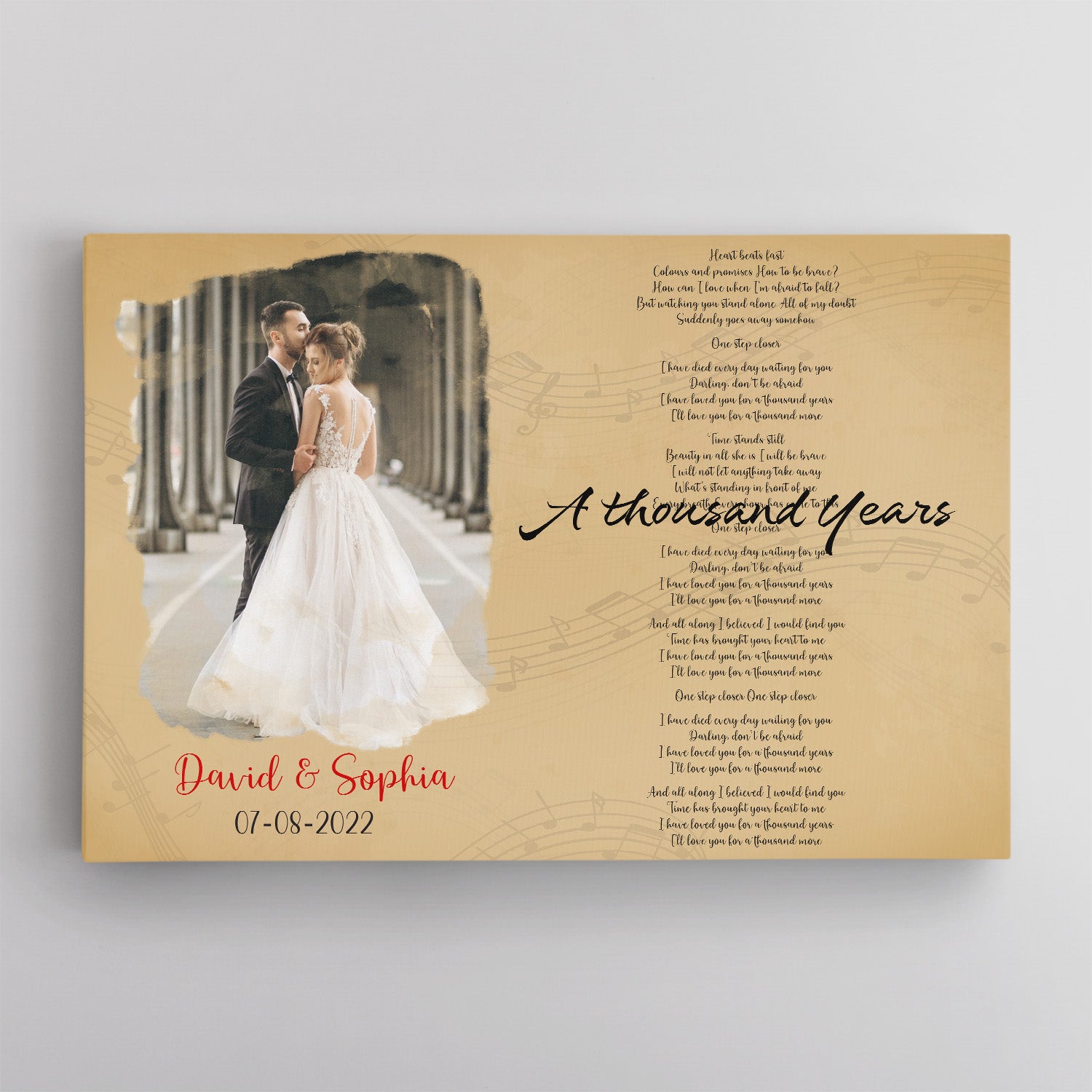 Custom Song Lyrics And Upload Photo, Customizable Text Canvas