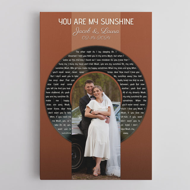 Custom Photo Song Lyrics Vintage Orange Canvas Print