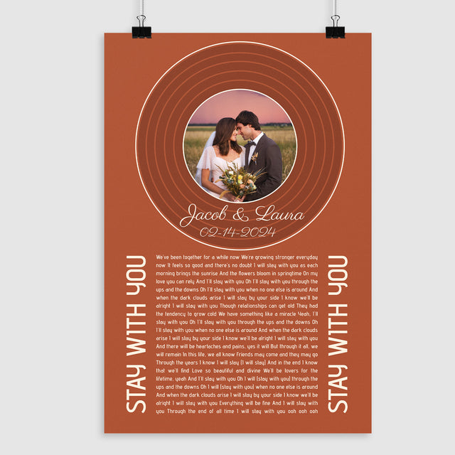 Rusty Orange Framed Art Print, Custom Song Lyrics Name & Date