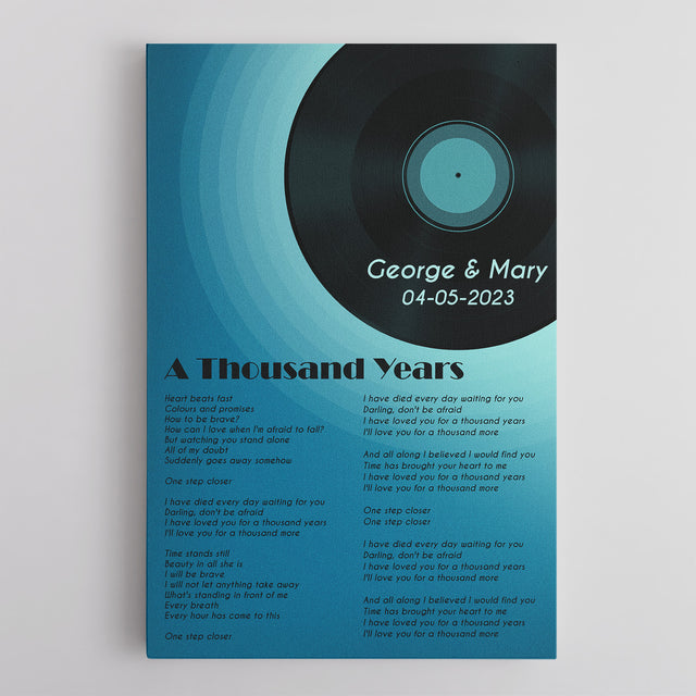 Romantic Blue Melody Canvas, Personalized Song Lyrics On Canvas