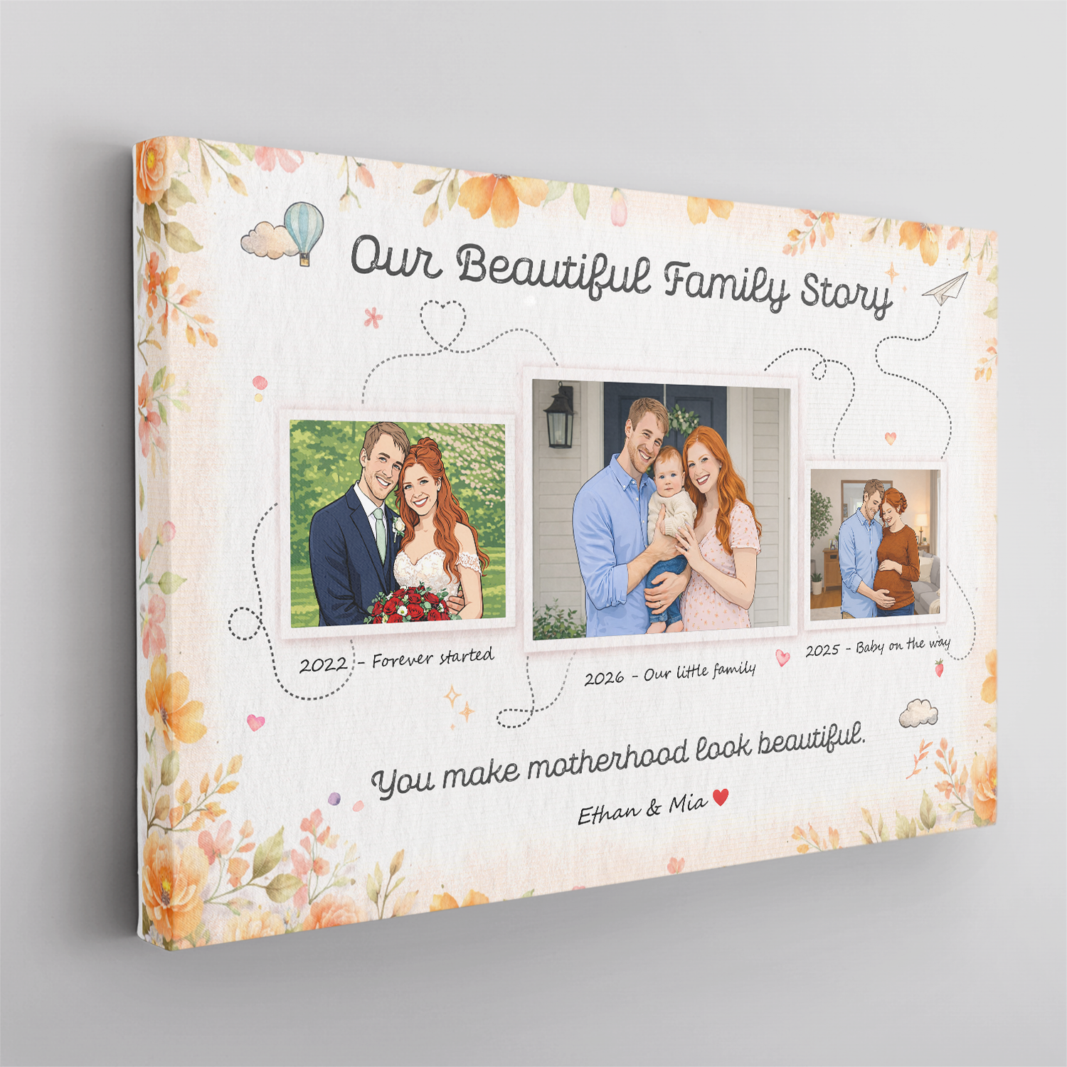 Personalized Family Story Canvas – Custom Photo Mother’s Day Gift
