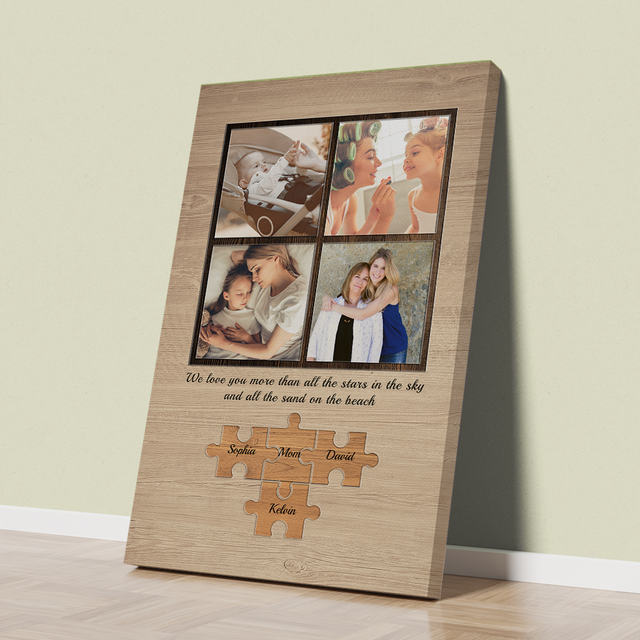 Custom Photo Collage, Customizable Name And Text Canvas Wall Art