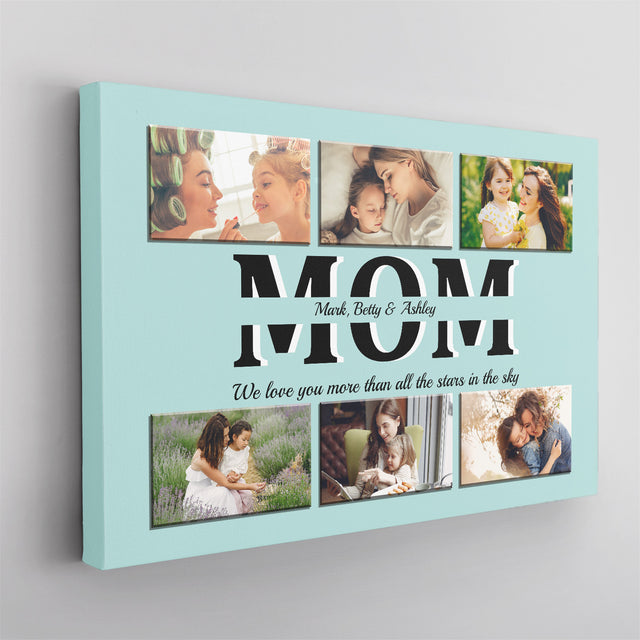 Mom Photo Collage Canvas Print With Text Custom 6 Pictures
