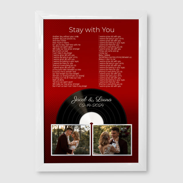 Personalized Retro Maroon Vinyl Record Framed Art Print