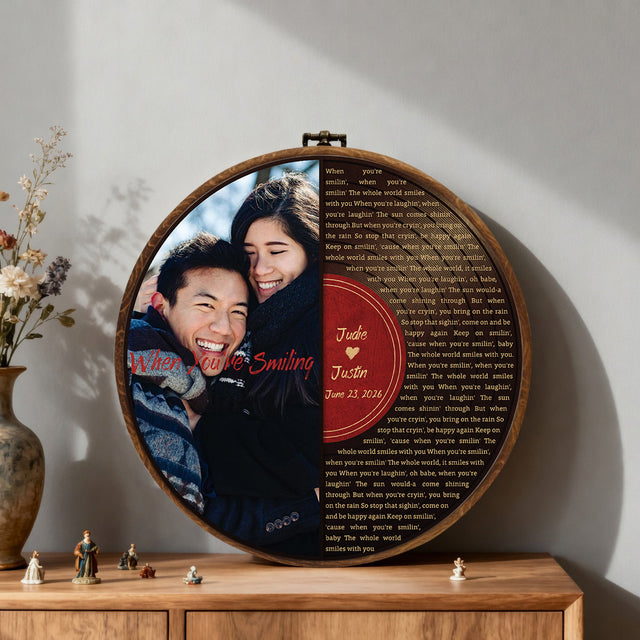 Personalized Song Lyrics Vinyl Record - Framed Round Wall Art - KARL05