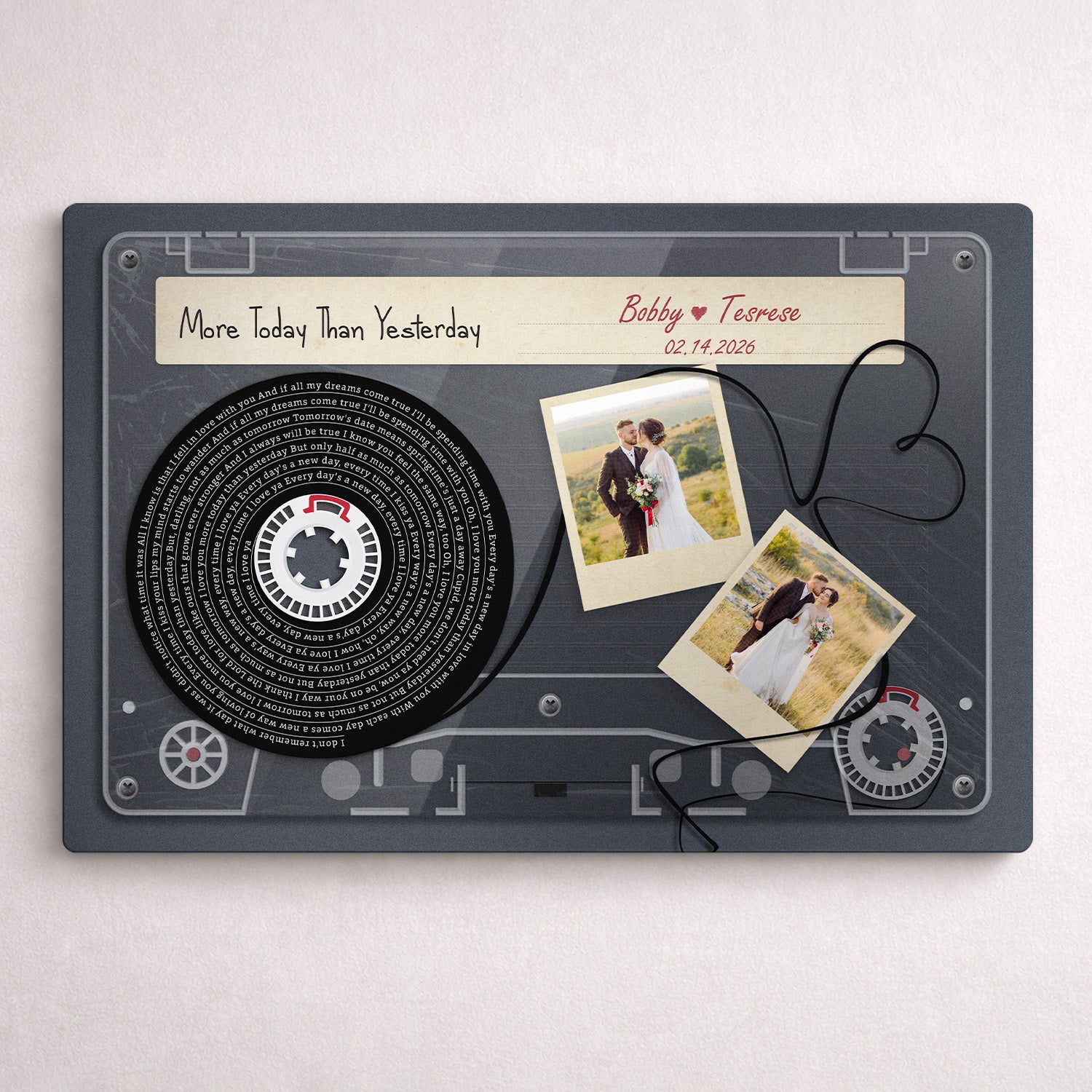Personalized Cassette Photo & Song Lyrics Metal Print