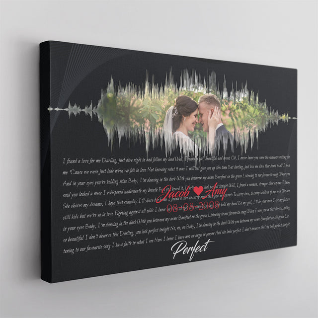 Custom Song Lyrics, Customizable Text And Upload Photo, Sound Wave Art, Canvas Wall Art