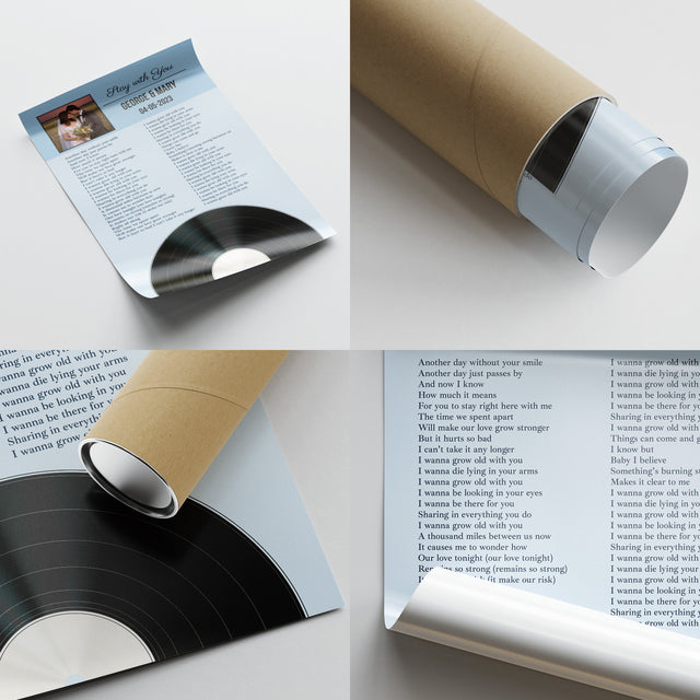 Personalized Favorite Song Lyrics, Ice Blue Framed Art Print with Your Own Photo