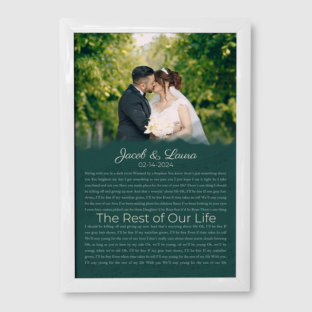 Half Song Lyrics Green Framed Art Print, Custom Song Lyrics Name Date