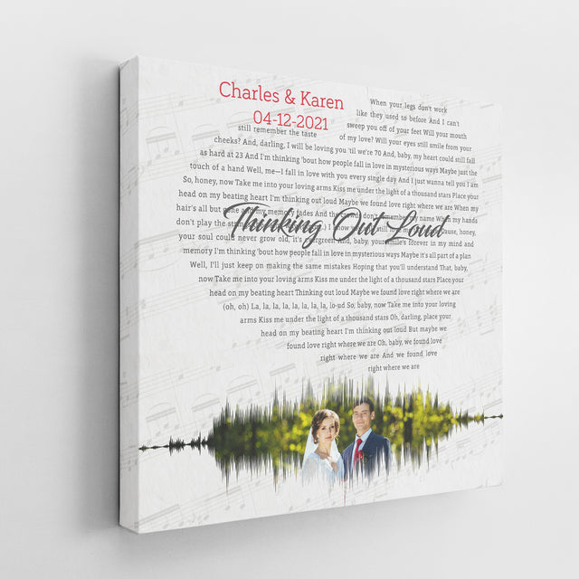 Custom Song Lyrics And Text, Heart Art , Upload Photo, Canvas Wall Art