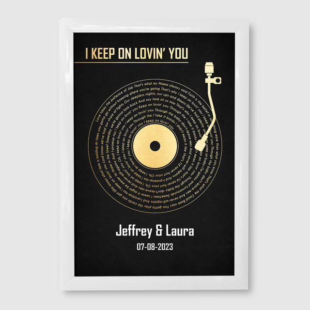 Personalized Song Lyrics & Name, Black Vinyl Record Framed Art Print