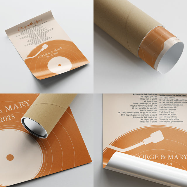 Pastel Sand Vinyl Record Framed Art Print, Custom Song Lyrics & Photo