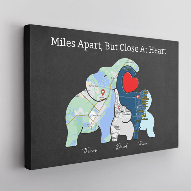 Family Map Print Canvas, Elephant Family Puzzle Style