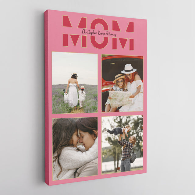 Mom Photo Collage Canvas Wall Art Custom 4 Pictures
