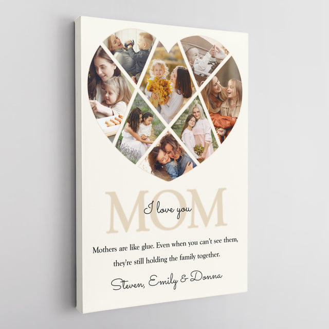 Personalized Mom Heart-Shaped Photo Collage Custom 8 Pictures