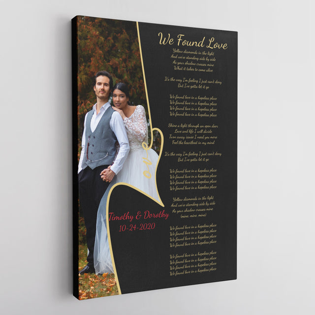 Custom Song Lyrics, Upload Photo, Customizable Text, Canvas Wall Art