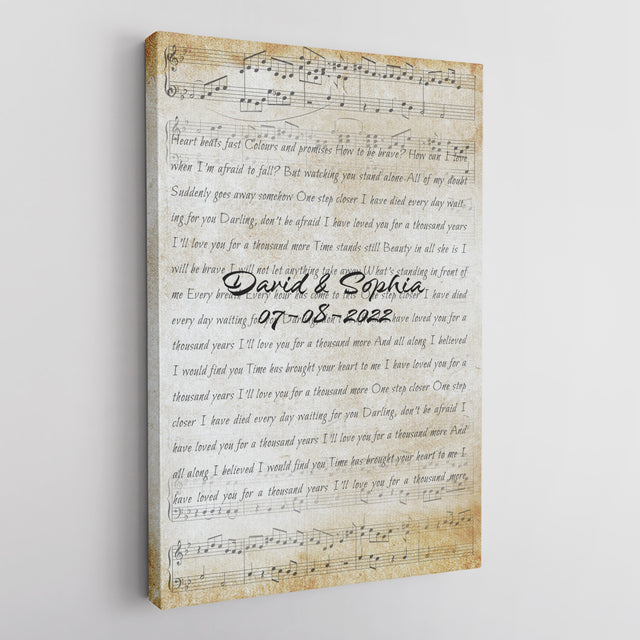 Custom Song Lyrics, Customizable Name And Date Canvas Wall Art