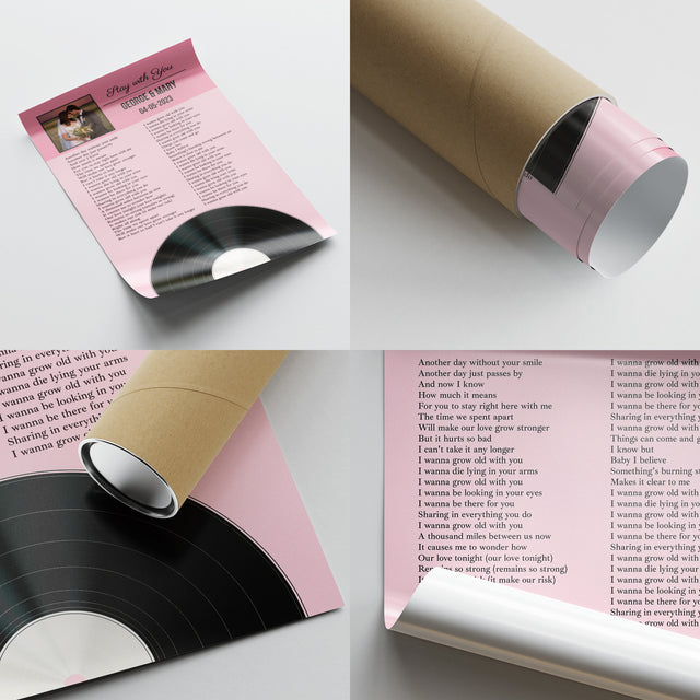 Tickled Pink Framed Art Print, Personalized Song Lyrics & Photo