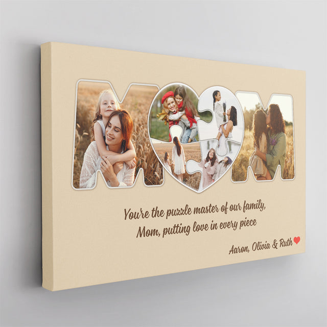 Personalized MOM Puzzle Photo Collage Canvas Wall Art