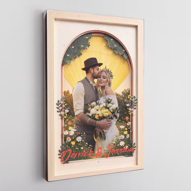 Personalized Couple Canvas Wall Art with Names & Date – Romantic Wedding & Anniversary Gift