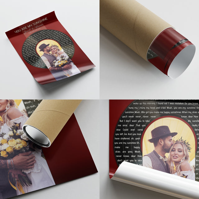 Vintage Maroon Framed Art Print, Custom Song Lyrics Name Date