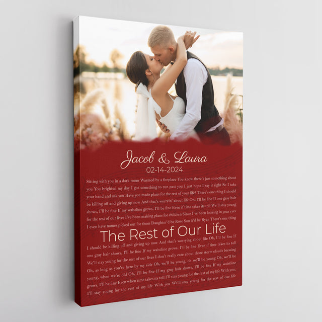 Custom Song Lyrics Name Date Vintage Maroon Canvas Print