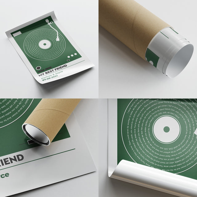 Personalized Vinyl Record Lyrics Framed Art Print, Custom Song & Name