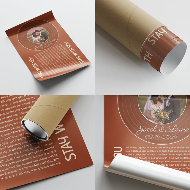 Rusty Orange Framed Art Print, Custom Song Lyrics Name & Date