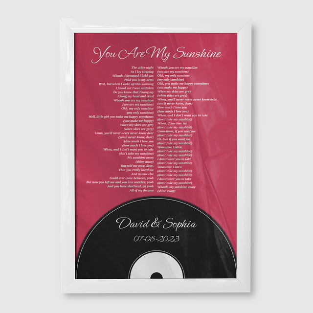 Personalized Song Lyrics & Name, Vinyl Record Style Framed Art Print
