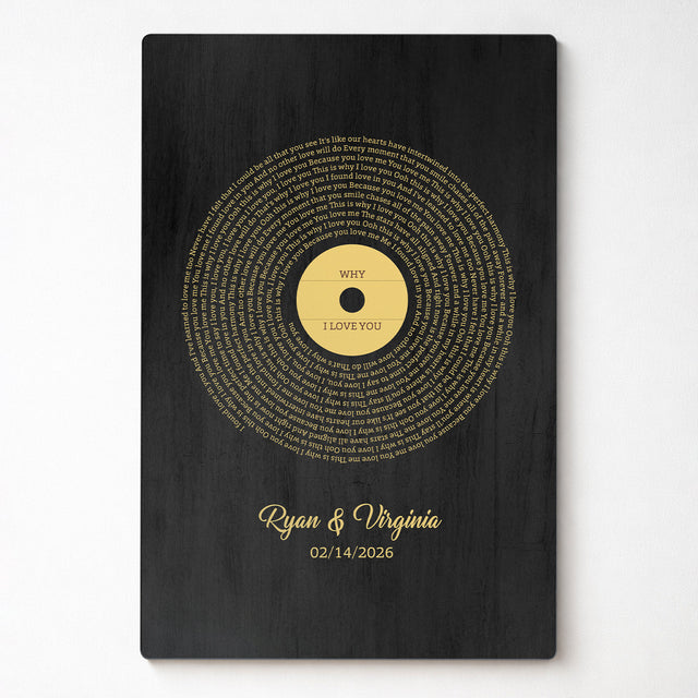 Personalized Gold Vinyl Song Lyrics Metal Print