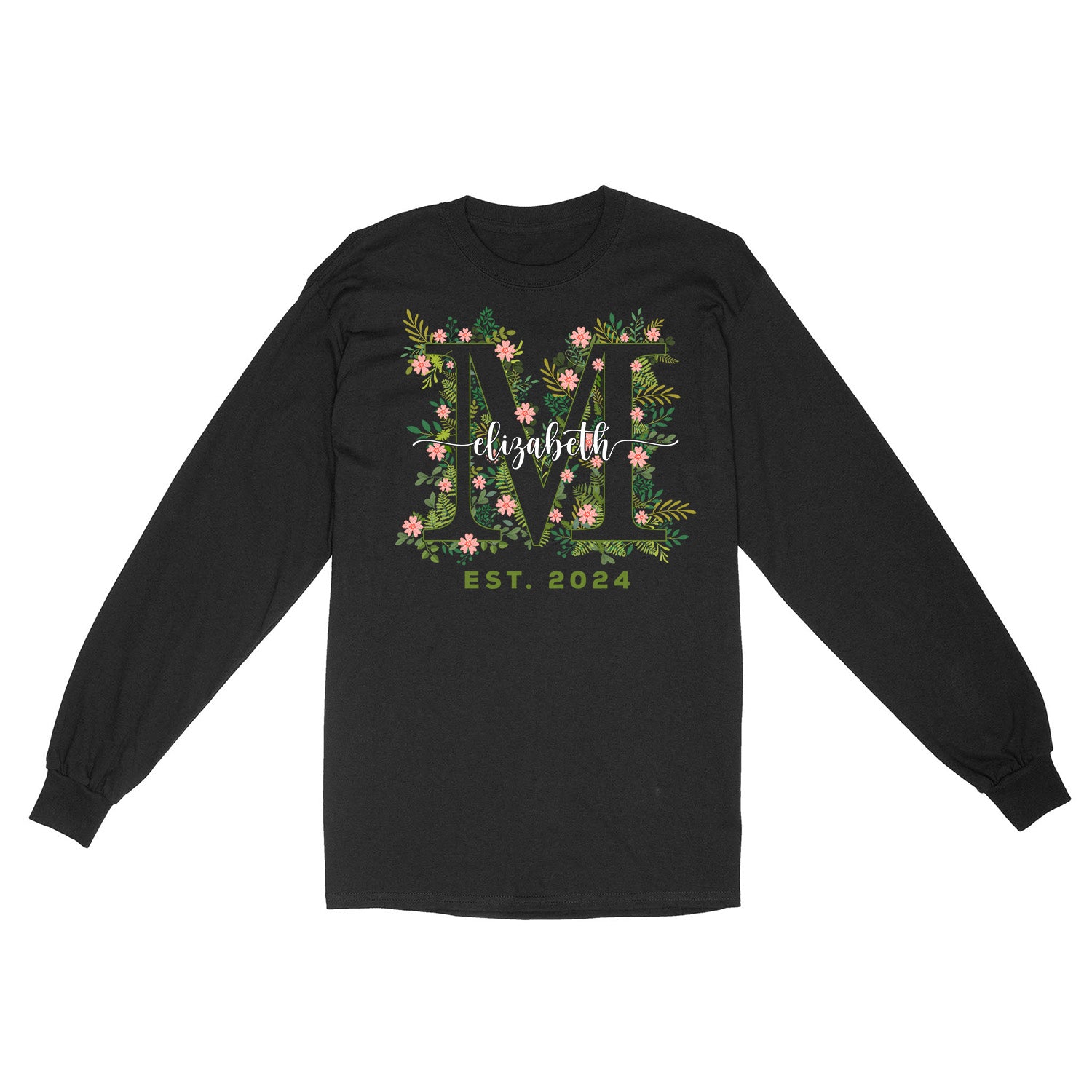 Personalized Floral 'M' Shirt Custom Mama Name