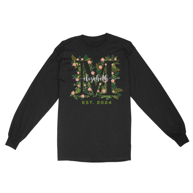 Personalized Floral 'M' Shirt Custom Mama Name