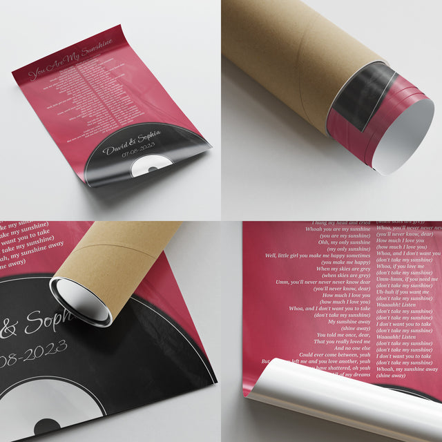 Personalized Song Lyrics & Name, Vinyl Record Style Framed Art Print