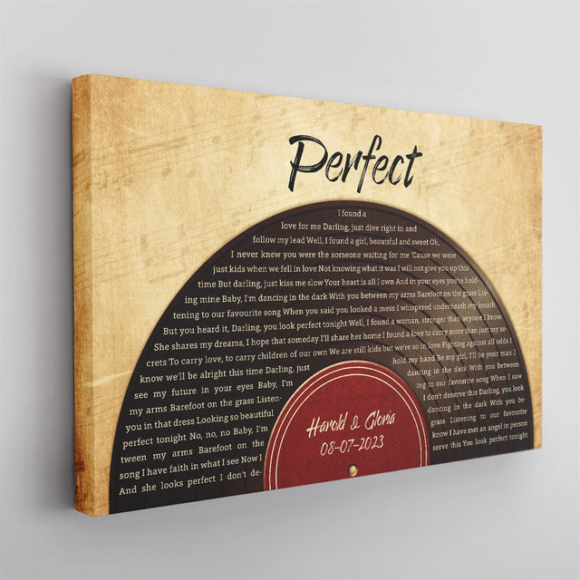 Custom Song Lyrics, Half Vinyl Record, Custom Name And Text, Canvas Wall Art
