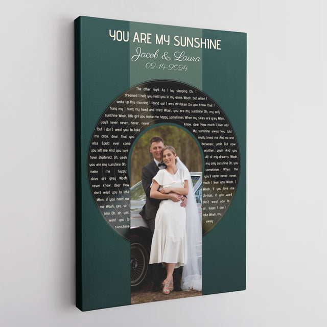 Custom Photo Song Lyrics Vintage Green Canvas Print