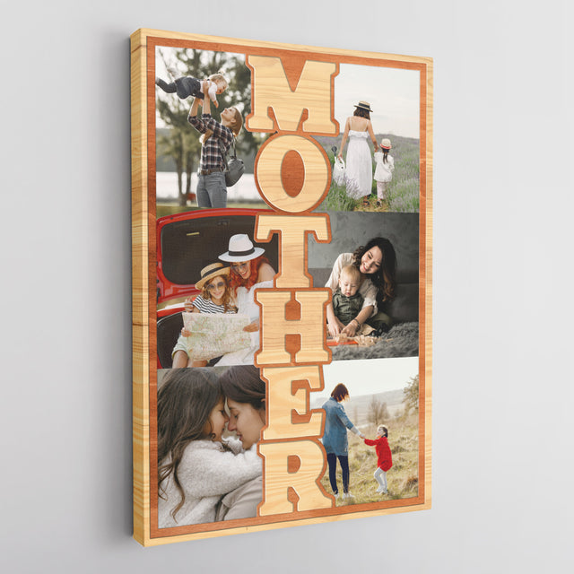 Mother Photo Collage Canvas Print Custom 6 Pictures