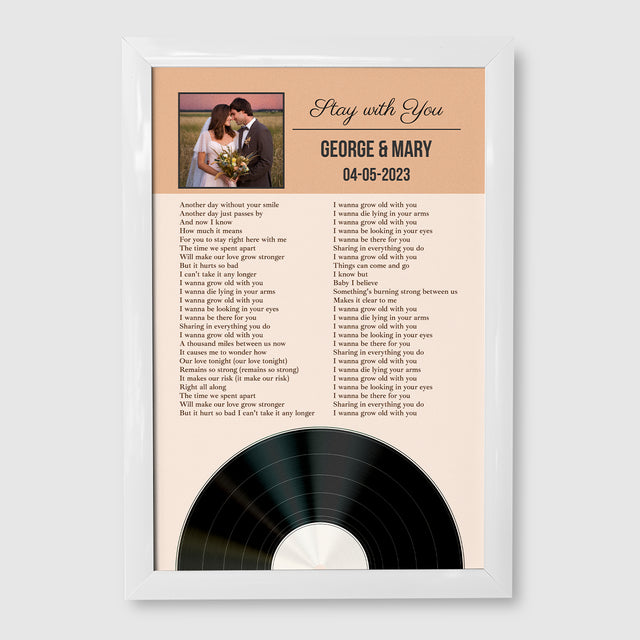 Personalized Favorite Song Lyrics & Photo, Sandy Framed Art Print