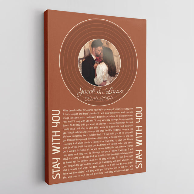 Orange Rusty Vinyl Record Canvas, Song Lyrics On Canvas Wall Art