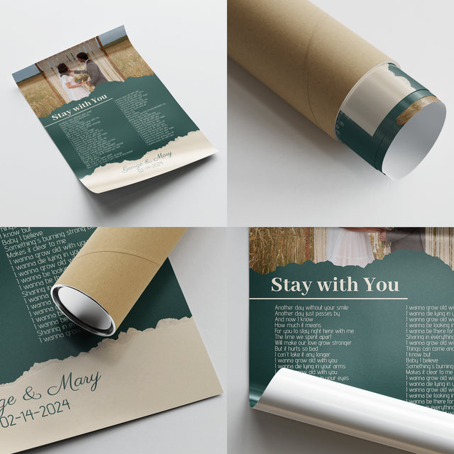 Photo Song Lyrics Green Framed Art Print, Custom Song Lyrics Name Date