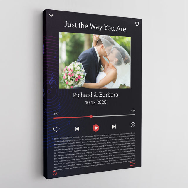 Custom Song Lyrics, Upload Photo, Customizable Text, Canvas Wall Art